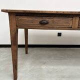 Antique farm table, fully restored, with 3 drawers
