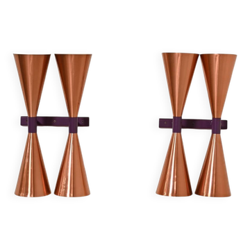 Pair of copper “S-2021” wall lamps by Hans-Agne Jakobsson, 1960s