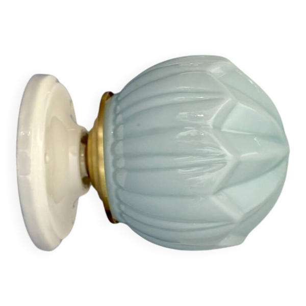 Applique globe vintage art déco en opaline bleue