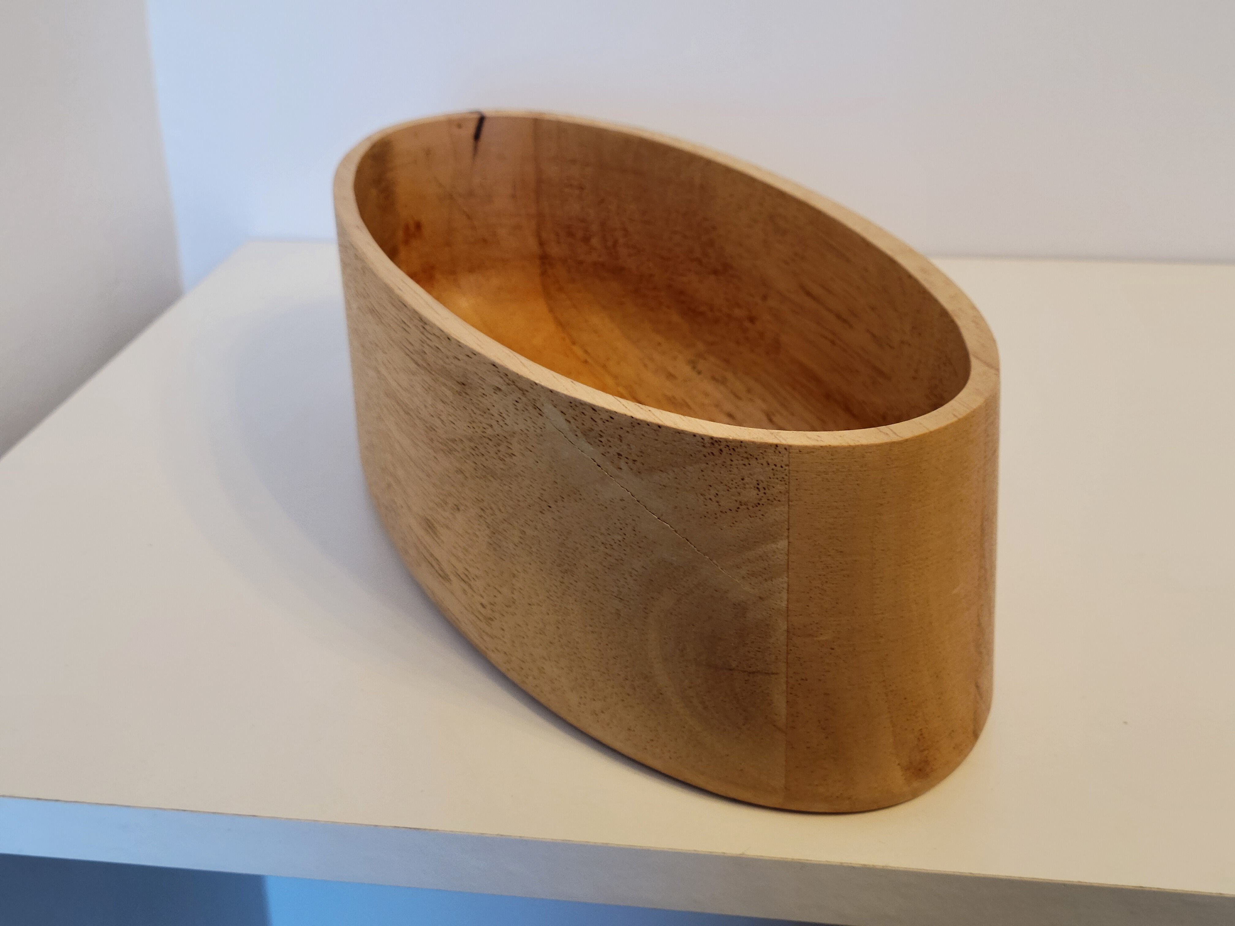 Oval solid wood bowl