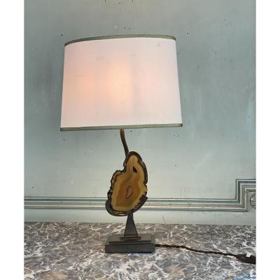 Plaque D'Agathe Montée En Lampe, circa 1980