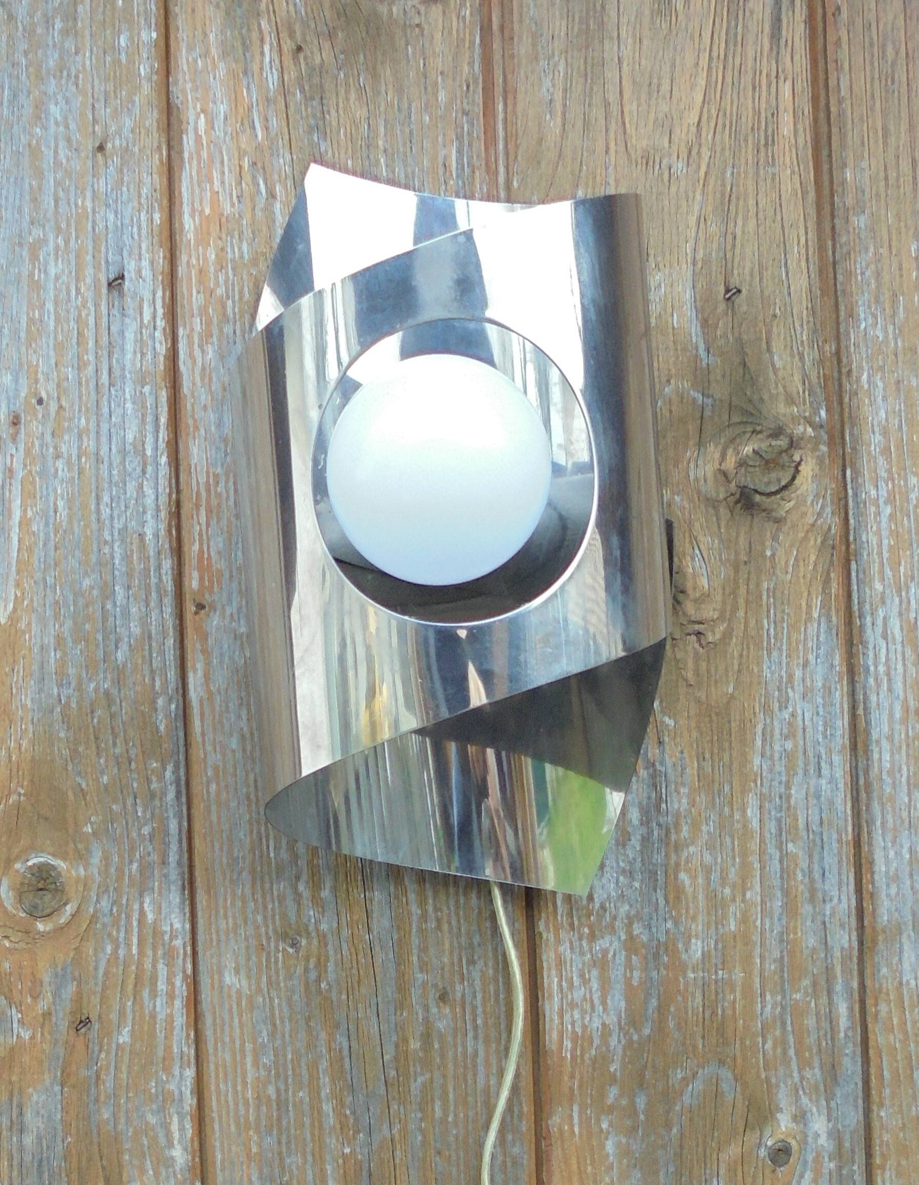 70's steel wall light