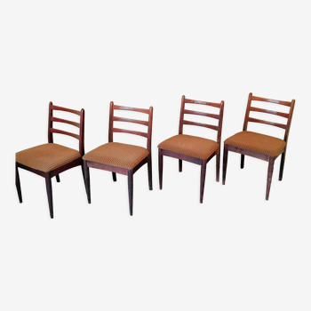 Set 4pcs vintage dining chair jitona mid century 70s wood czechoslovakia