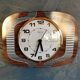 Vintage formica clock silent wall clock "Featured wood stripes"