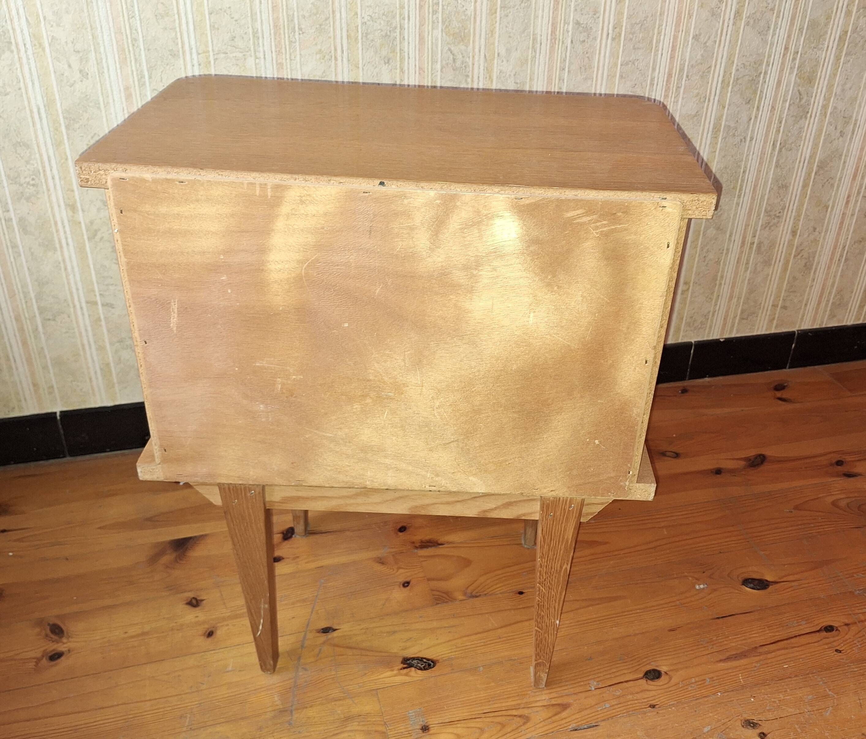 Blond wood bedside table