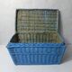 vintage blue rattan trunk chest