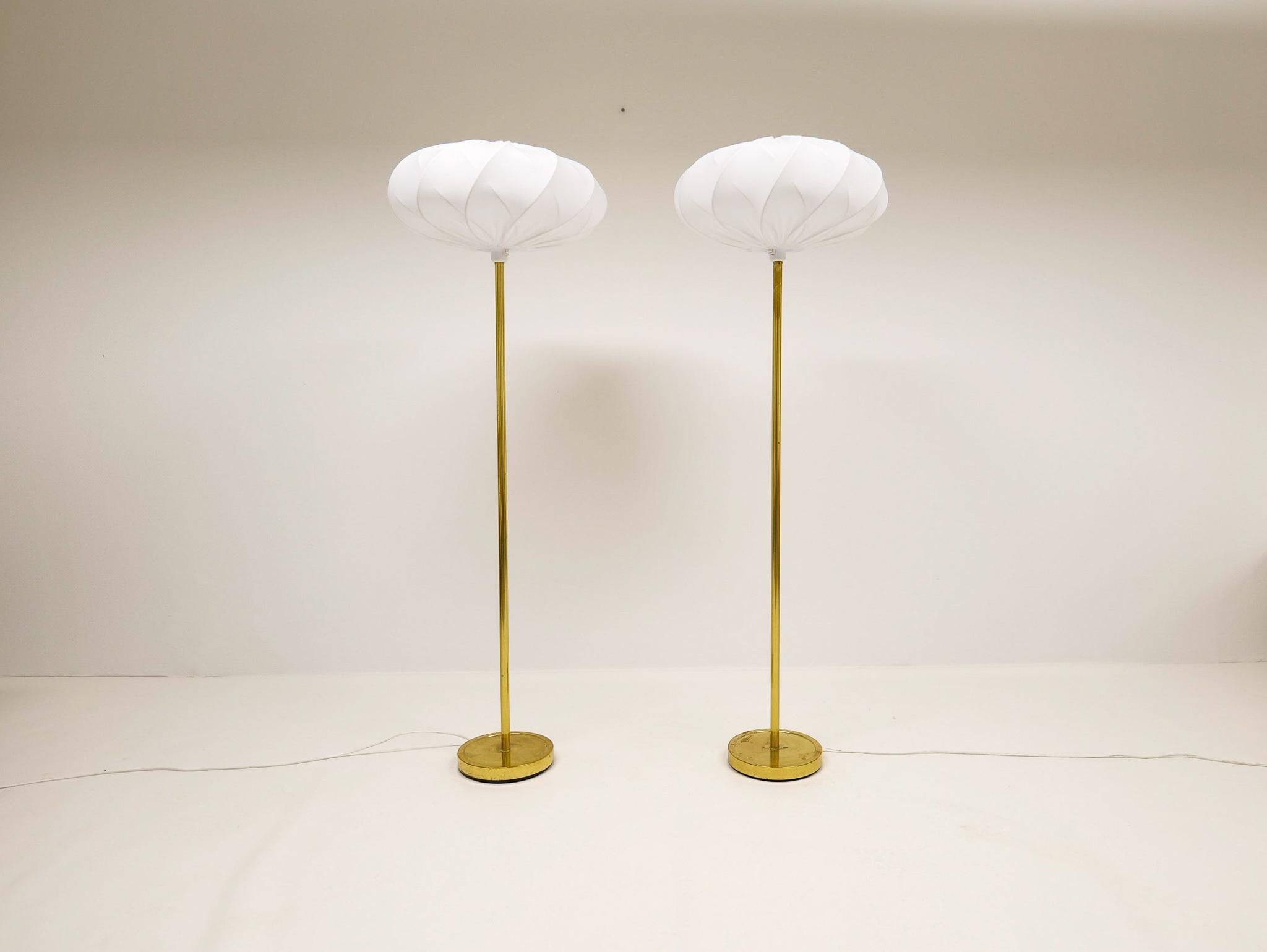 Modern Scandinavian floor lamps in brass "ENCO", Sweden, 1970s