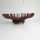 Handcrafted fruit dish 1960 solid wood unique piece