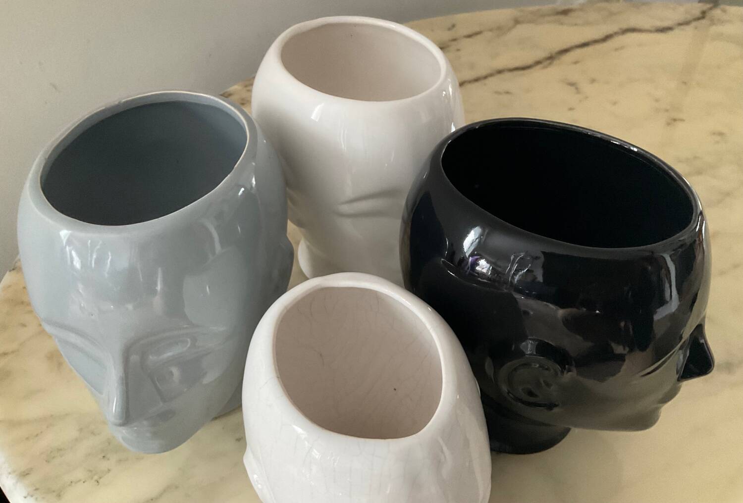 Series of 4 vintage ceramic head vases from the 70s and 80s