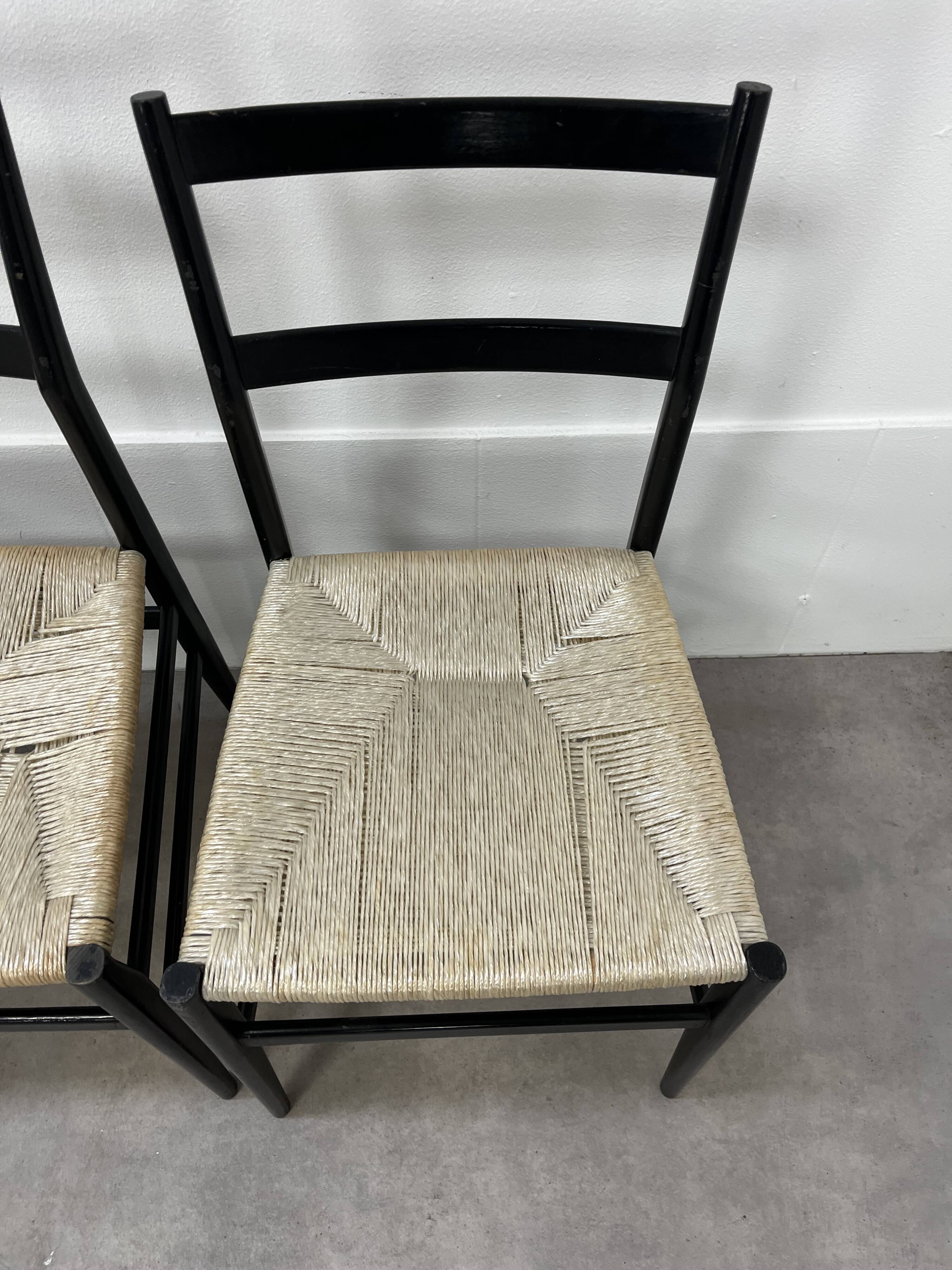 6 Leggera chairs by Gio Ponti for Cassina, Italy, first edition