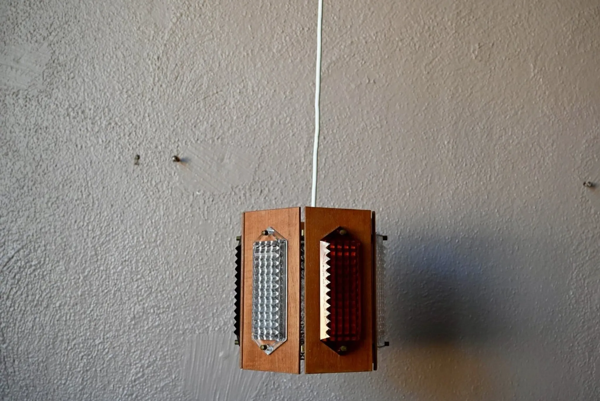 Scandinavian suspension teak pressed glass Wiktor Berndt A-lighting 1960s