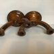 Old pair of brutalist wooden candlesticks dried flower candles