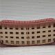 1960s, Danish 3-seater curved sofa, pink-salmon furniture velour, original.