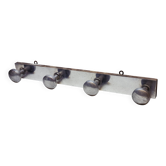 Retro vintage coat rack with 4 aluminum hooks on a wooden frame