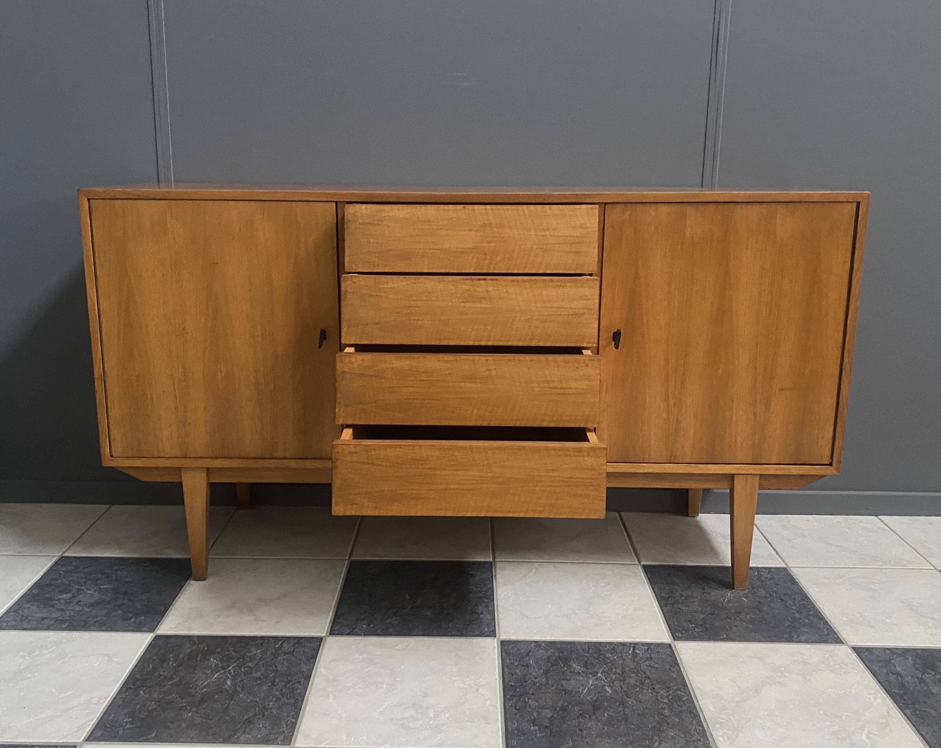 wood sideboard 1960s 2 doors and 4 drawers in the middle