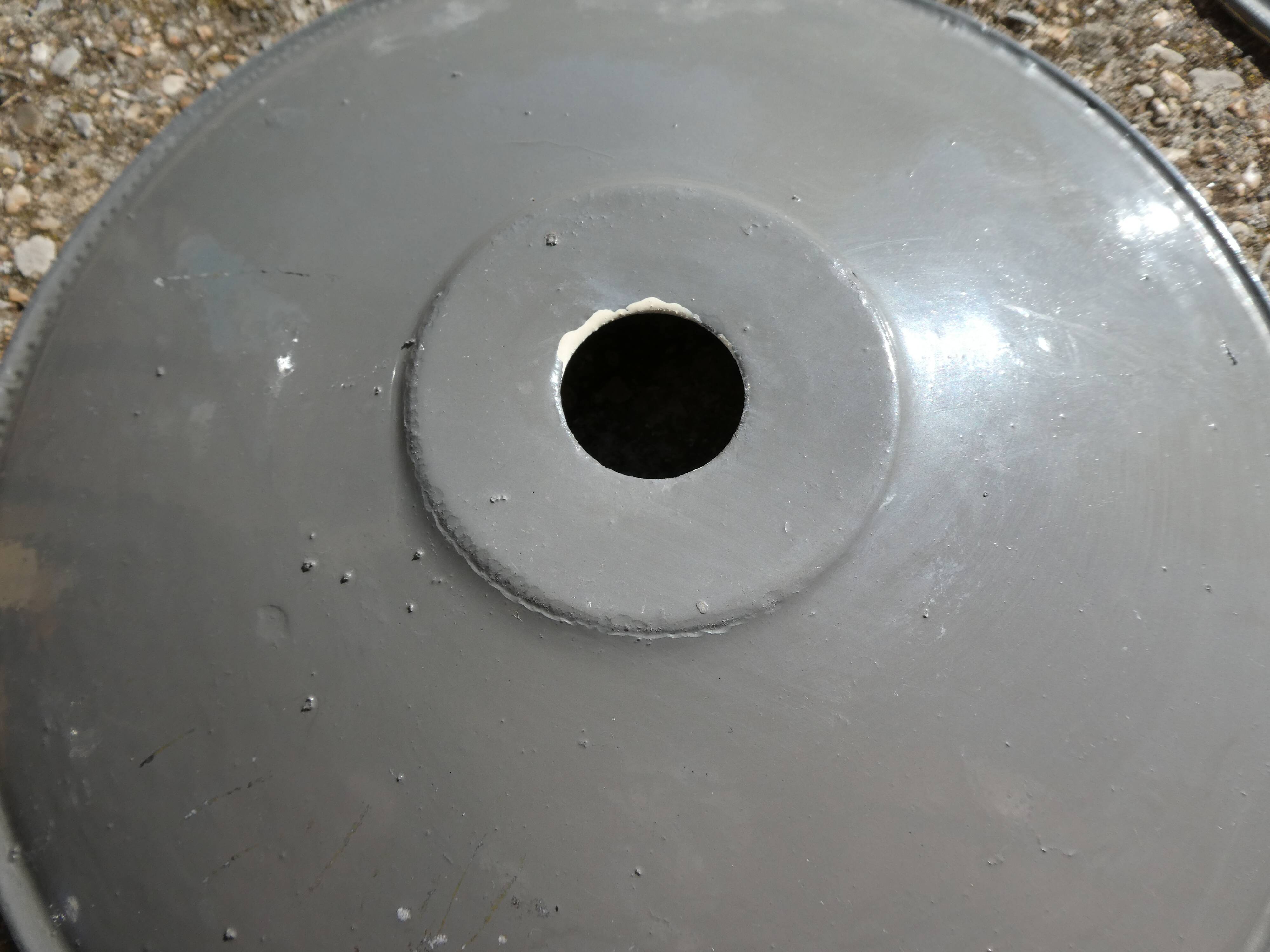 Set of 3 gray lampshades in vintage enamelled sheet metal