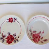 2 vintage mixed dinner plates from Badonviller and Moulin des Loups