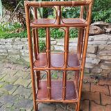 Vintage rattan shelf cabinet