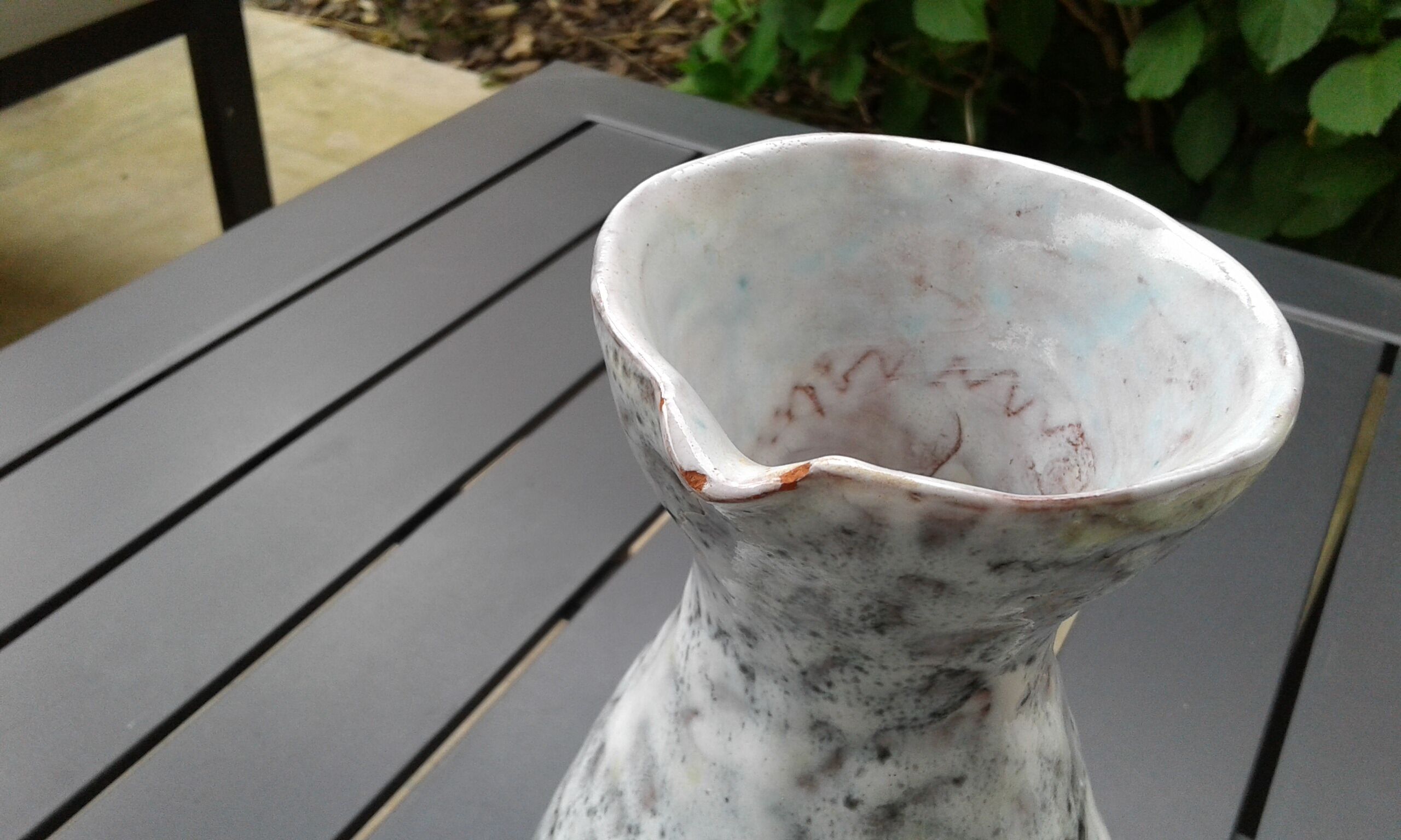 Small pitcher, ceramic, tulip decors. vintage