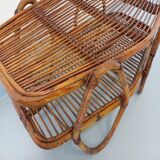 Coffee table with magazine tray in vintage rattan from the 60s