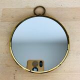 Mirror barber round strapping brass gilded
