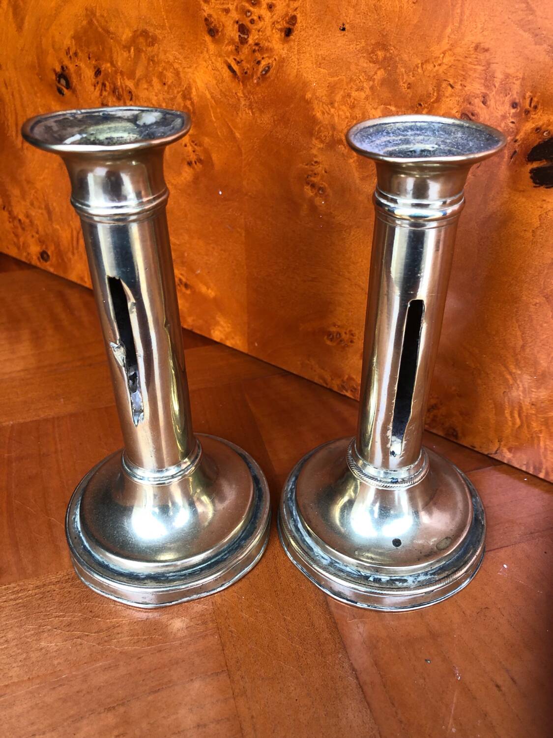 Pair of antique brass candlesticks