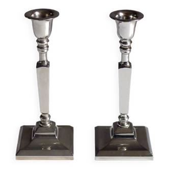 Pair of chrome candle holders