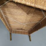 Vintage French papercord sofa with a metal frame base