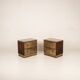 Aldo Frigerio Italian Walnut Burl and Gold-Laminated Brass Bagdad Nightstands