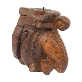 Elephant elephant brown wall old wood teak carved India