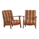 Paire de fauteuils bas en chêne 1950