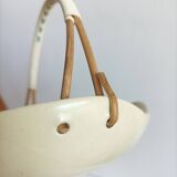 Ceramic & wicker covered scoubidou 60s empty pocket cup