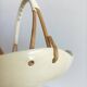 Ceramic and wicker covered scoubidou bowl, 60s