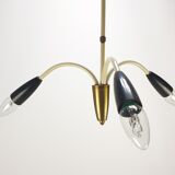 Italian 3 Armed Chandelier with Brass, 1960s