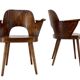 Pair of curved wooden shell armchairs in the style of Oswald Haerdtl.