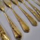 Gold metal fish cutlery, knives and forks 24 pieces