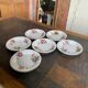 6 antique flat plates Moulin des Loups & Hamage – floral decoration