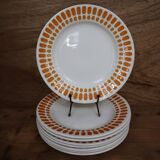Set of 8 Digoin Sarreguemines flat plates, Capri model