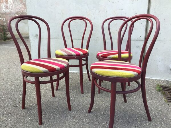 Set de 4 chaises bistrot viennoise bois courbé