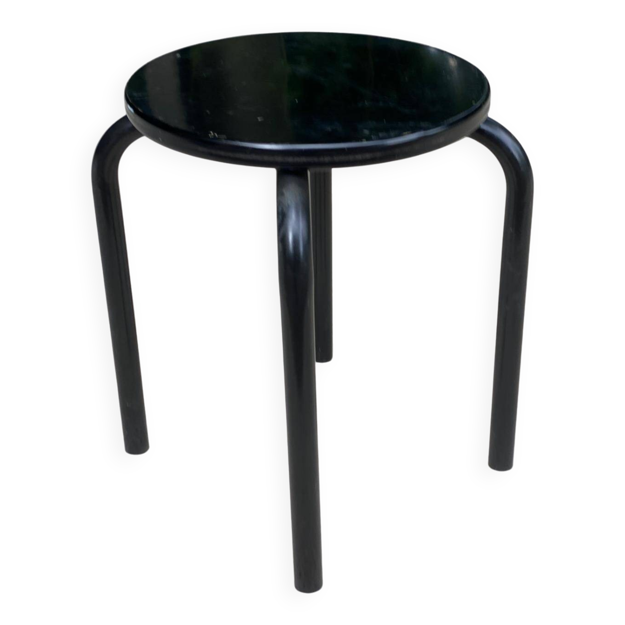 Black curved wooden stool