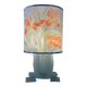 Lampe vintage en verre dépoli et abat jour en soie