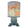 Lampe vintage en verre dépoli et abat jour en soie