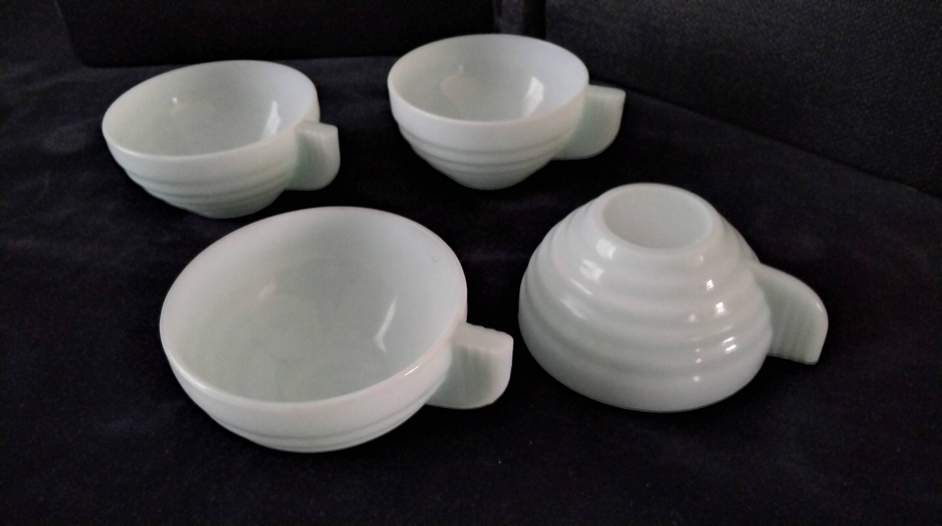 4 Art Deco Opaline coffee cups