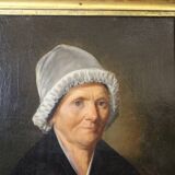 Oil on canvas, Woman with a white headdress dated 1840