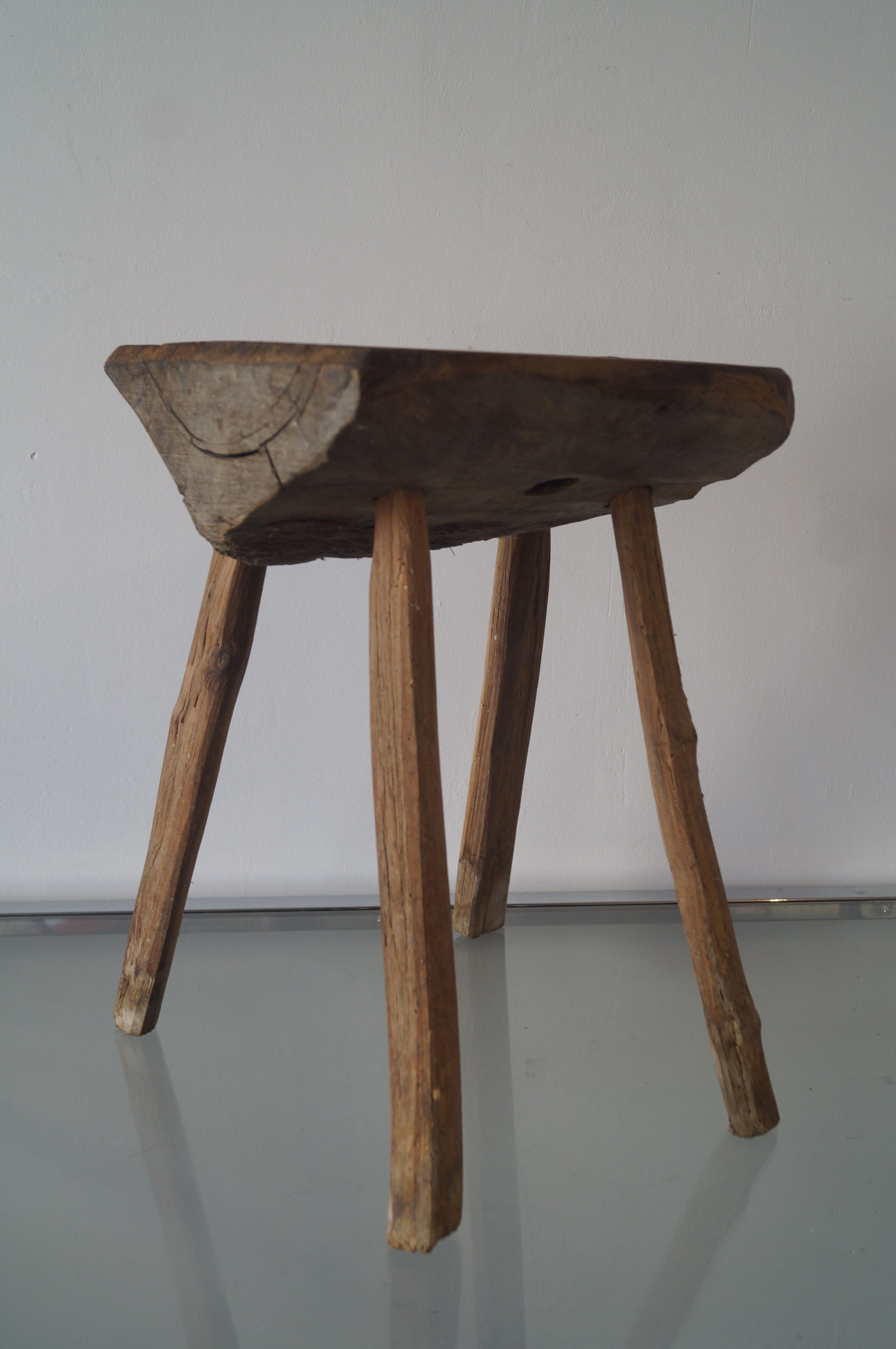 Brutalist solid wood stool