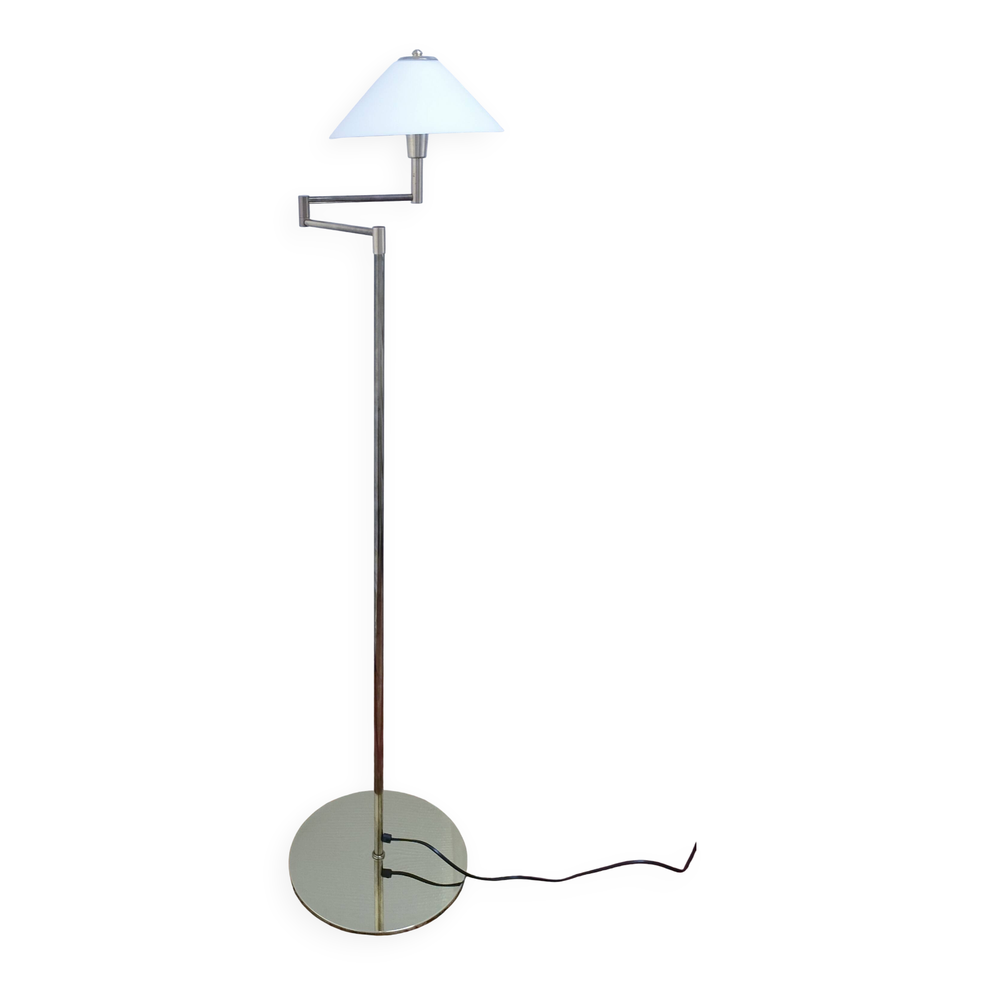 Articulated reading floor lamp in gold metal from the 90s