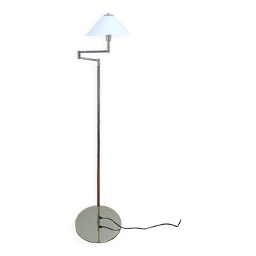 Articulated reading floor lamp in gold metal from the 90s
