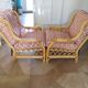 Vintage - Set of 2 woven rattan, bamboo and wood armchairs - Natural colour - 1980s