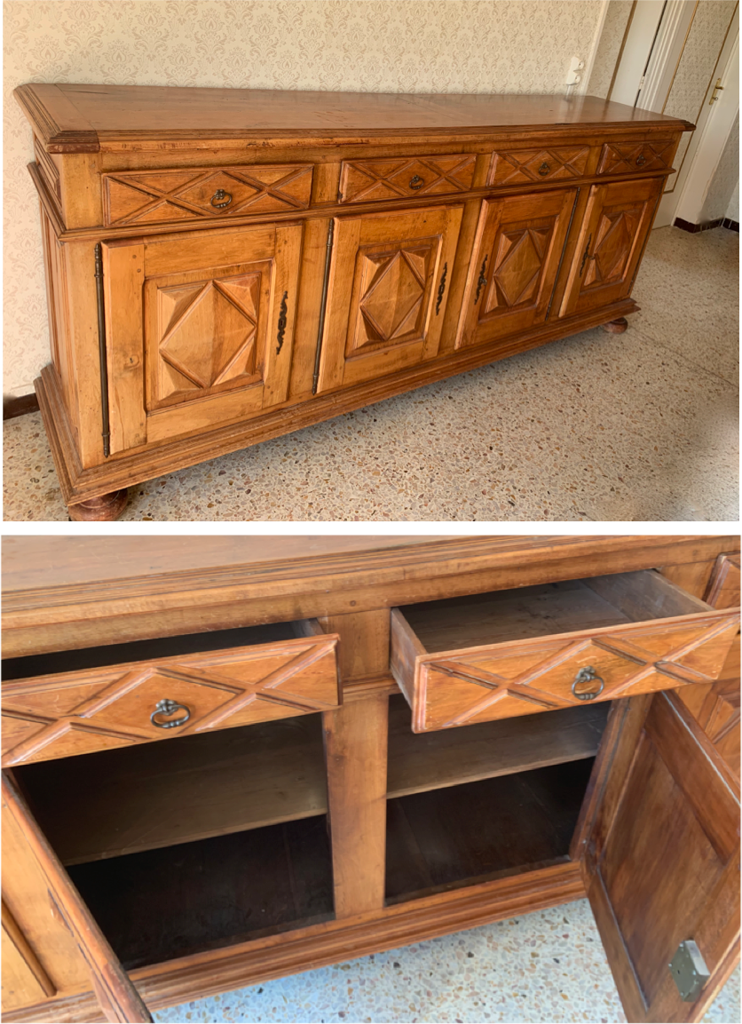 Vintage 4-door sideboard in solid wood