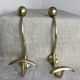 Pair of ball and hook coat hooks in brass